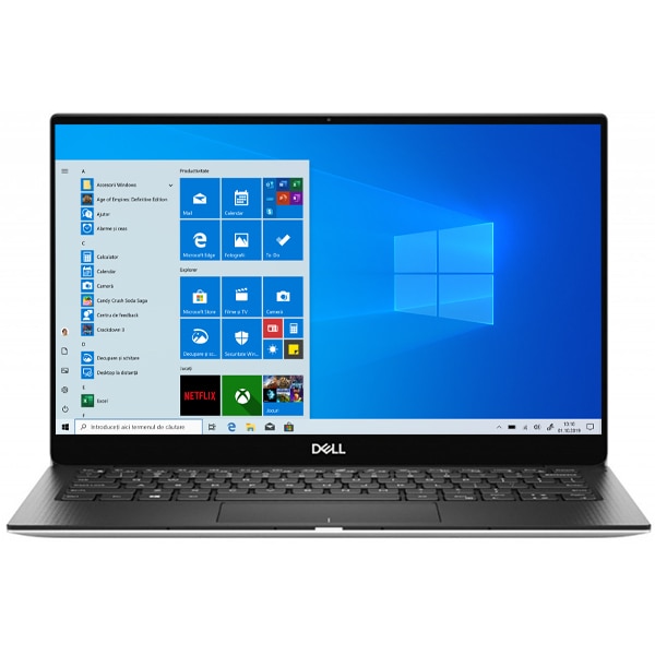 Laptop DELL XPS 13 7390, Intel Core i7-10710U pana la 4.7GHz, 13.3" Full HD, 8GB, SSD 512GB, Intel UHD Graphics, Windows 10 Pro, argintiu